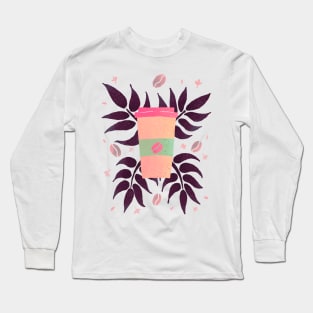 Tropical coffee - pink and brown Long Sleeve T-Shirt